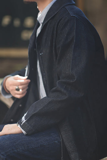 Men's Dark Blue Button Down Denim Jacket